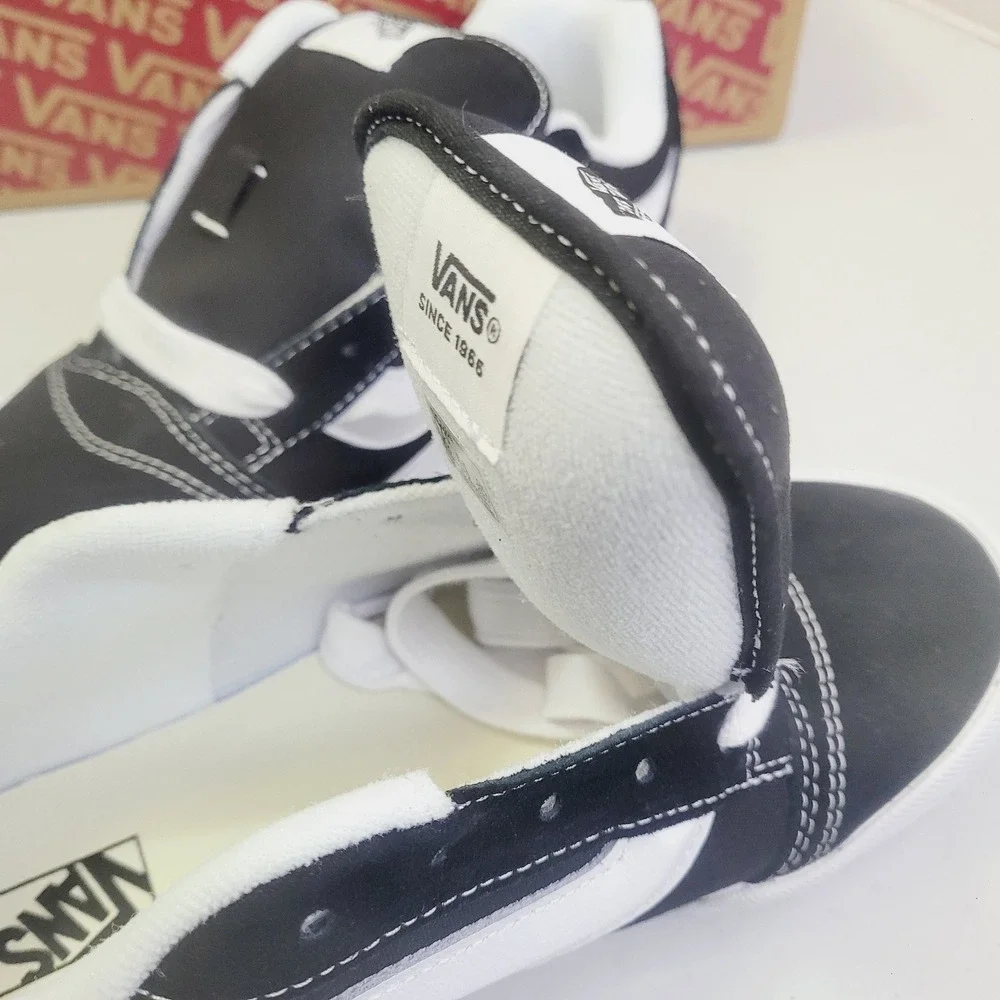 Vans Kids Knu Skool Skate Shoes Size 7Y Black White Puffy Suede Sneakers